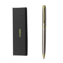 Luxury stainless steel metal body gold trim engraved logo twist ballpoint pen with gift box